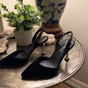 Marc Fisher Black Velvet Slingback Heels – Pointed Toe Pumps